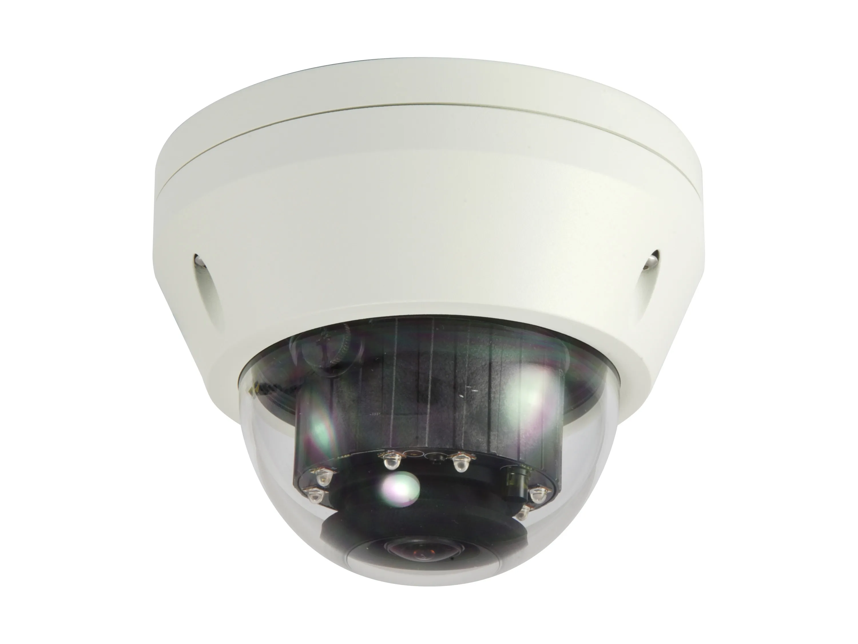 Fixed Dome IP Netzwerk Kamera, H.265/264, 3-Megapixel, 802.3af PoE, IR LEDs, Innenbereich/Außenbereich, Vandalproof