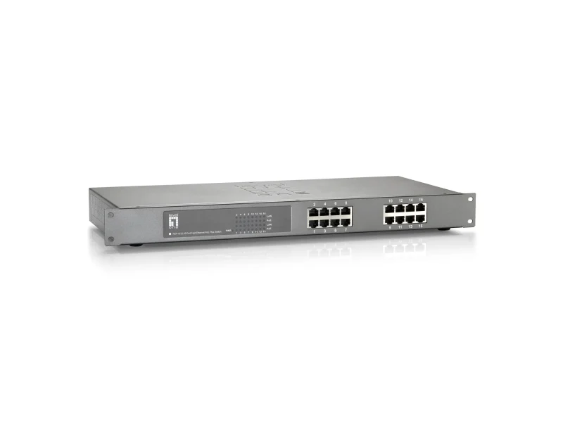 FEP-1612W120, 16-Port Fast Ethernet PoE Switch, 802.3af/bei PoE, 16-Port PoE Ausgänge, 120W Leistungsbudget