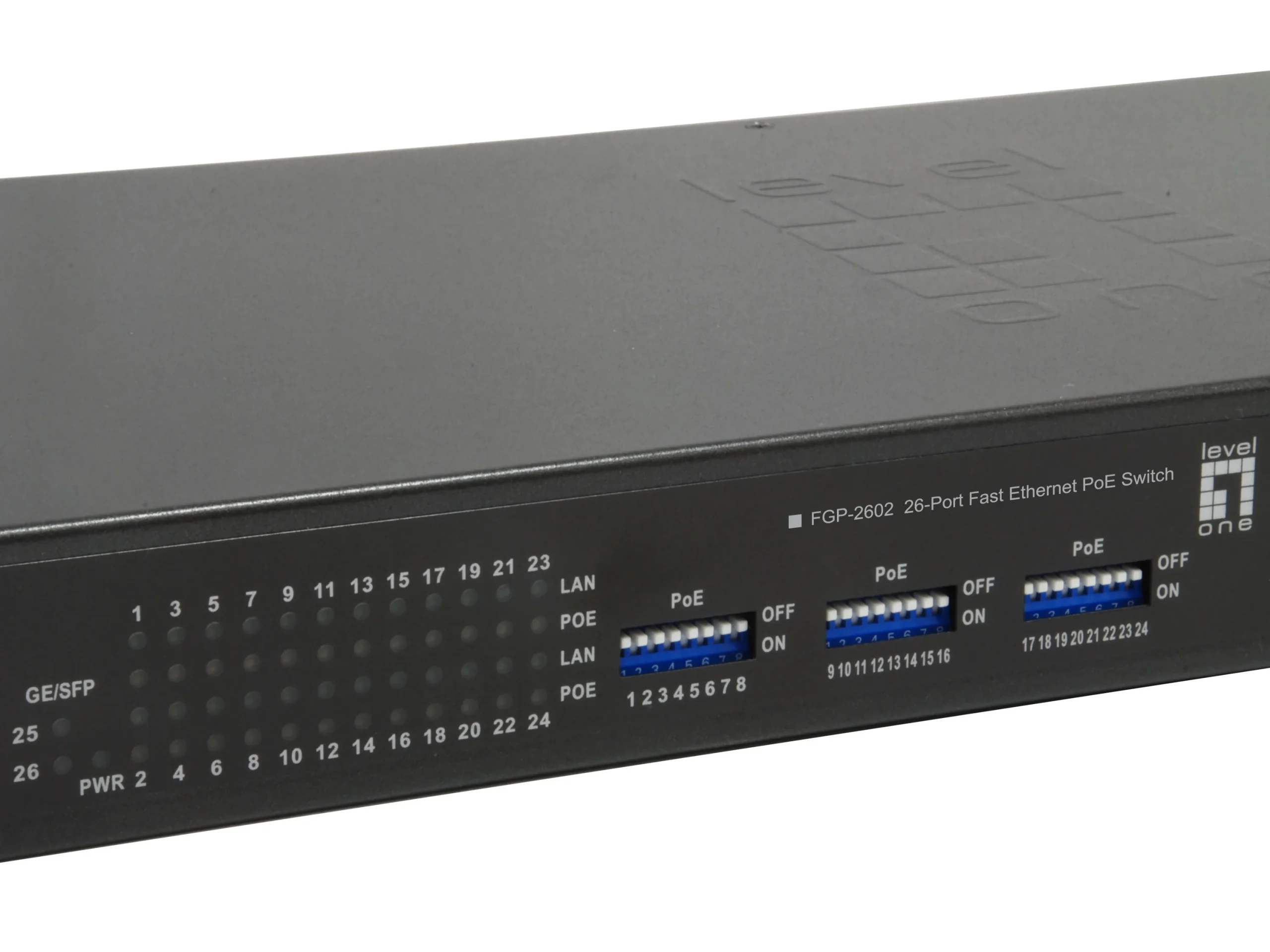 FGP-2602W380, 26-Port Fast Ethernet PoE Switch, 2 x Gigabit SFP, 802.3af/bei PoE, 24-Port PoE Ausgänge, 380W Leistungsbudget – Bild 3