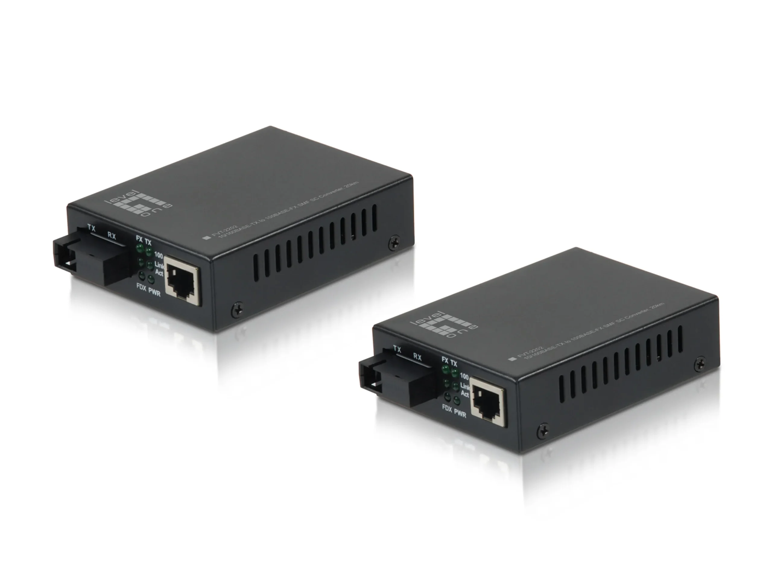 FVT-2202, RJ45 zu SC BIDI Fast Ethernet Medienkonverter Set, Singlemode-Glasfaser, 1310nm/1550nm, 20km