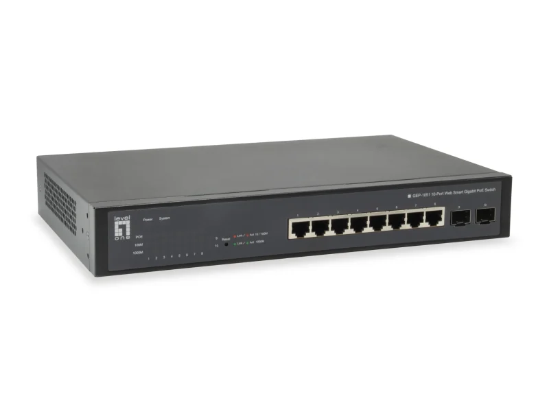 10-Port Web Smart Gigabit PoE Switch, 8 PoE Ausgänge, 2 x Gigabit SFP, 70W