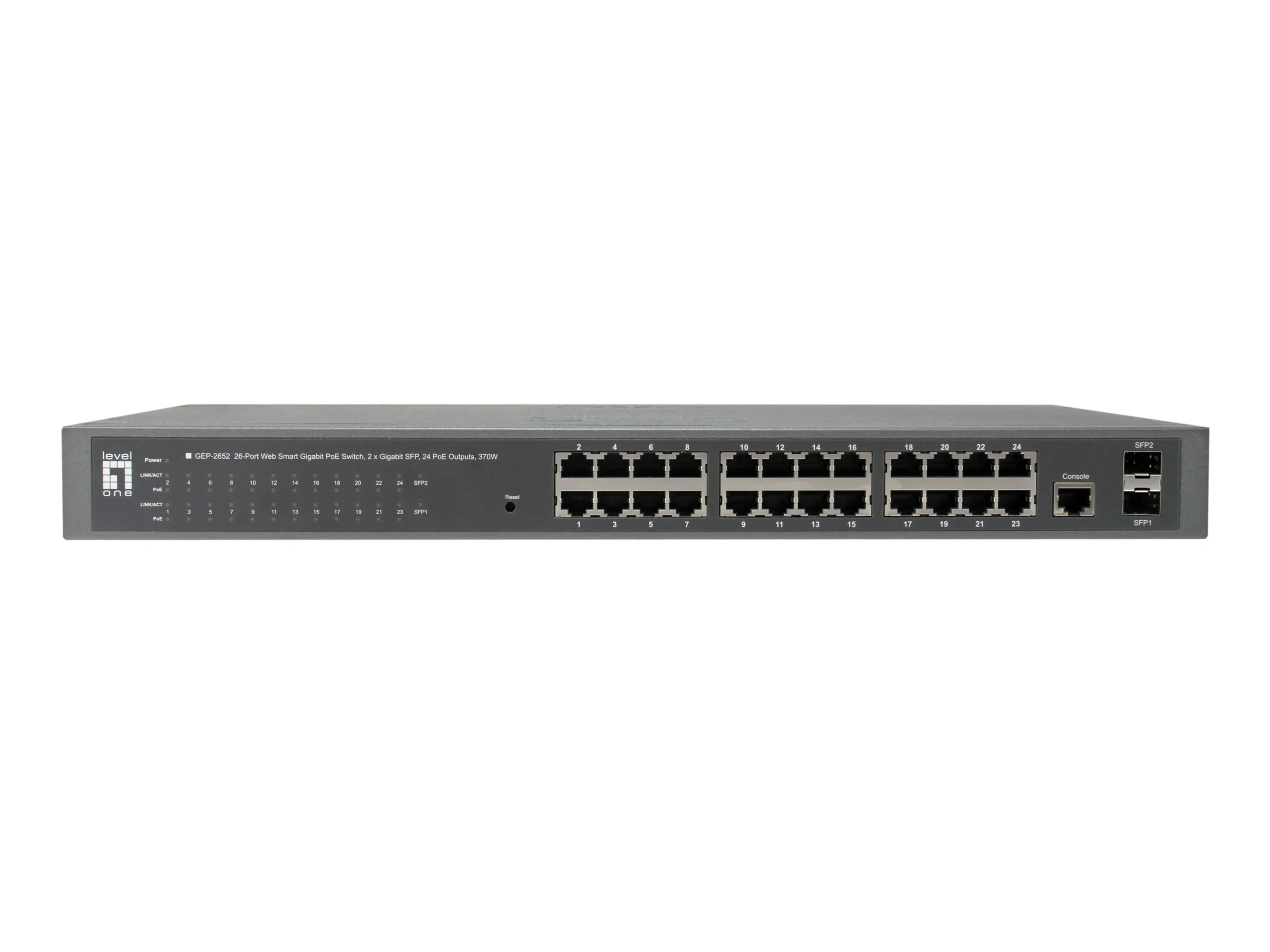 26-Port Web Smart Gigabit PoE Switch, 2 x Gigabit SFP, 24 PoE Ausgänge, 370W – Bild 5