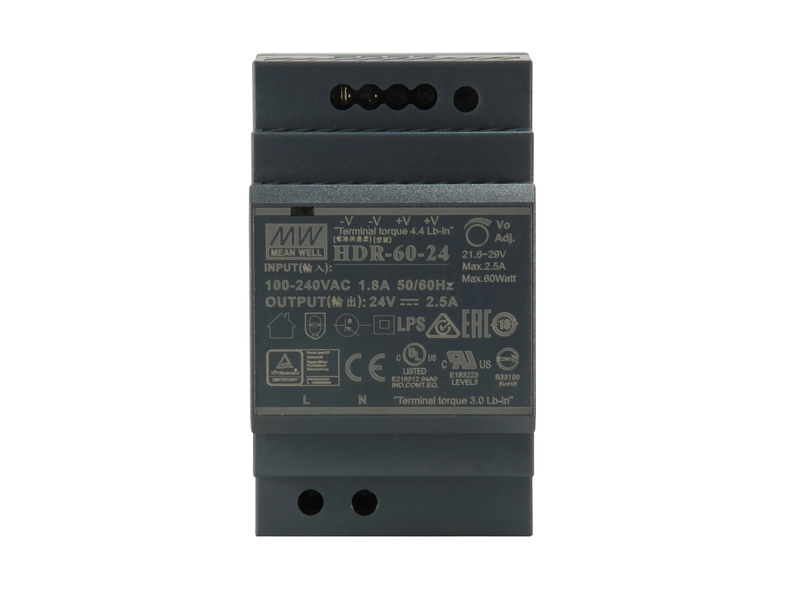 24V DC industriell Stromversorgung, 60W, DIN-Rail – Bild 5
