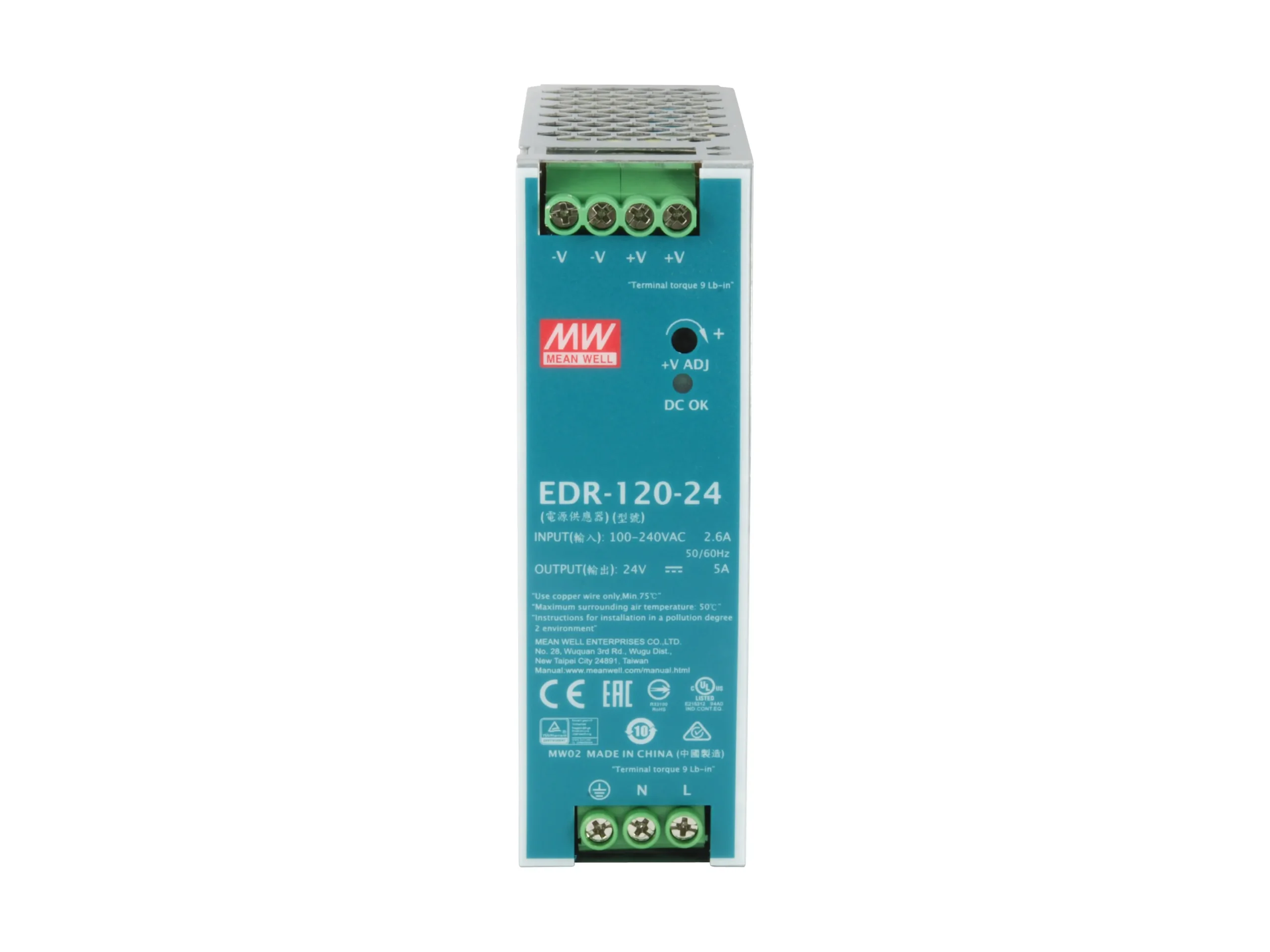 24V DC industriell Stromversorgung, 120W, DIN-Rail – Bild 5