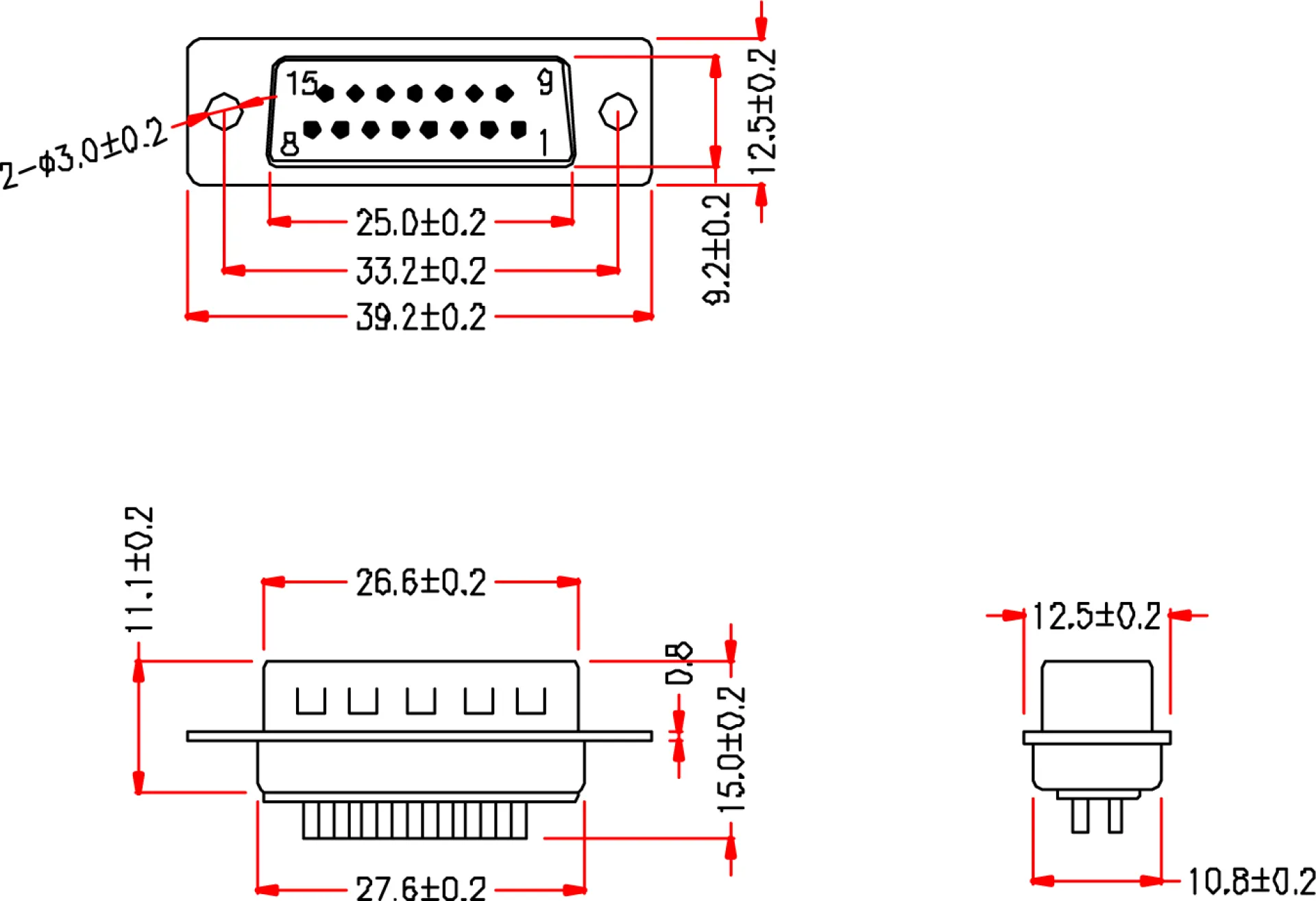 D-Sub Lötstecker 15pol. EDS 15 LL /Z – Bild 2
