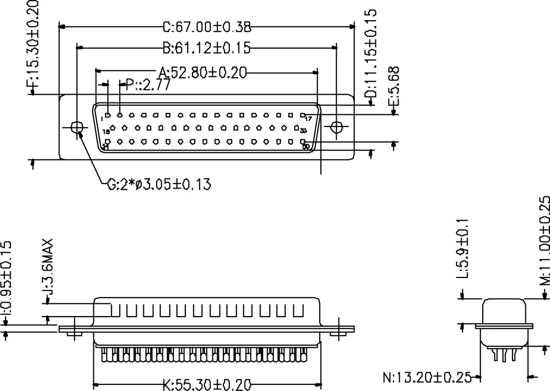 D-Sub Lötstecker 50pol. EDS 50 LL /Z – Bild 2