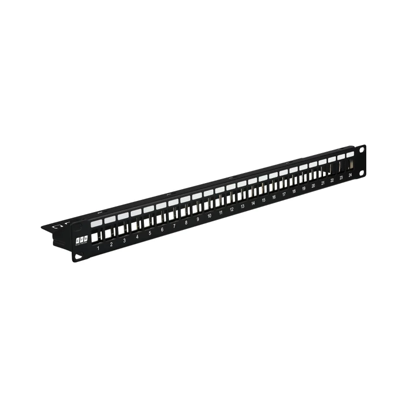 Verteilerfeld 19″ 1HE, 24-Port, Metall, schwarz RAL9005