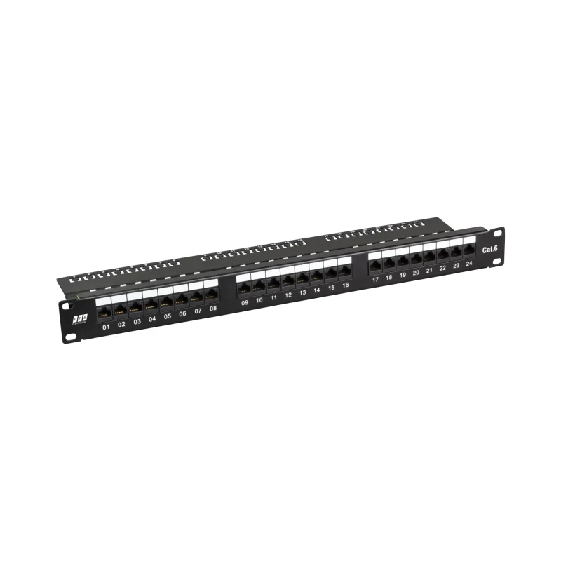 Patchpanel Cat.6,UTP 19″/1HE 24xRJ45 schwarz