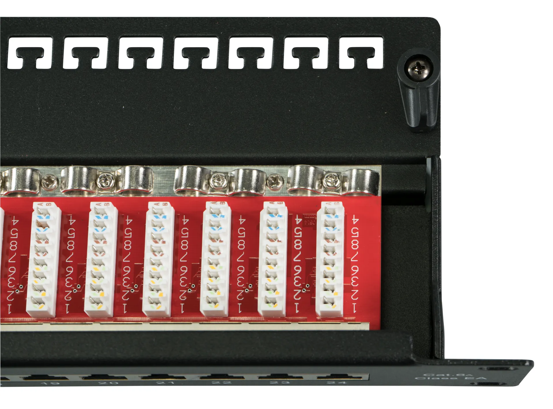 Patchpanel STP 24xRJ45 Cat.6A, 19“ 1HE, RAL9005 schwarz – Bild 2