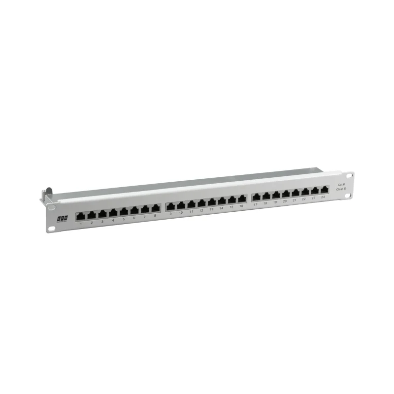 Patchpanel STP 24xRJ45 Cat.6, 19“ 1HE, RAL7035 grau