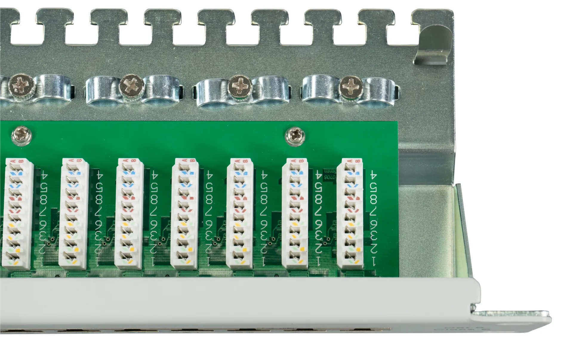 Patchpanel STP 24xRJ45 Cat.6, 19“ 1HE, RAL7035 grau – Bild 2