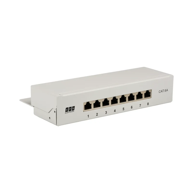 Mini-Patchpanel STP 8xRJ45 Cat.6A, 10“ 1HE, RAL7035 grau