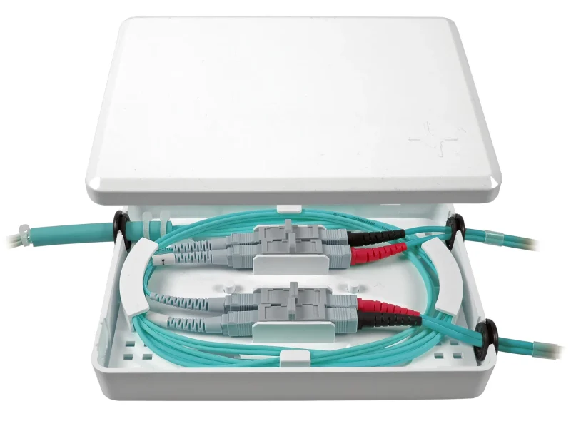 Micro-Spleißbox für 4xSC-Simplex Kupplung und 5 Crimpspleisse