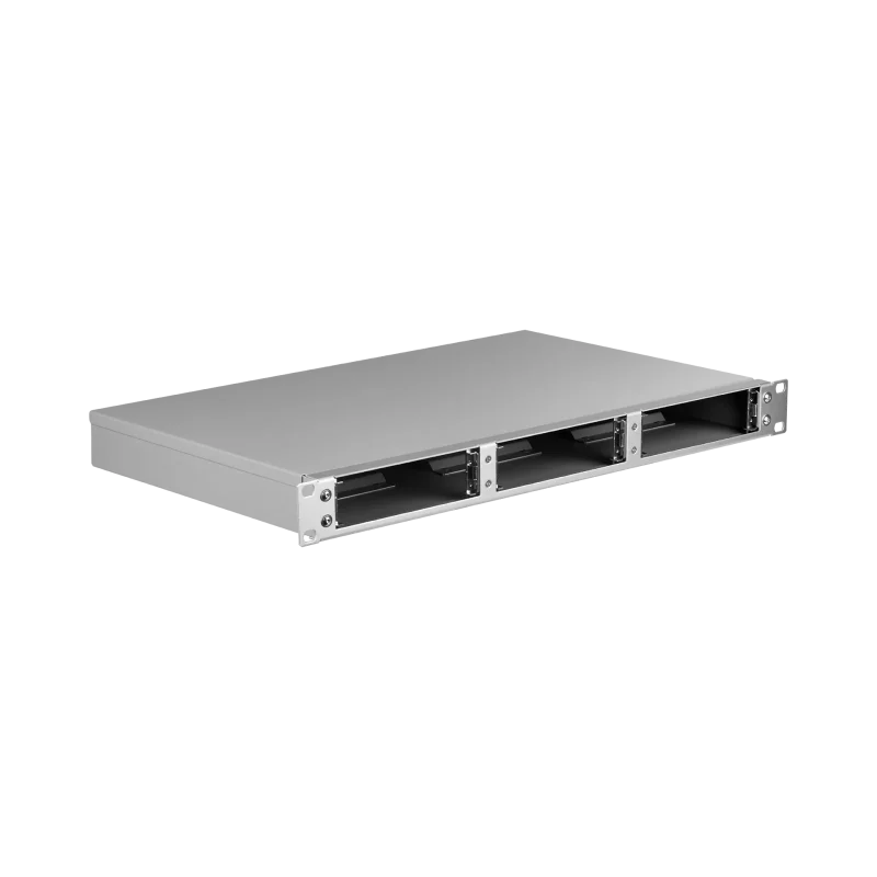 19″ Baugruppenträger 1HE für 3x 7TE Moduleinschub, Aluminium Front, grau