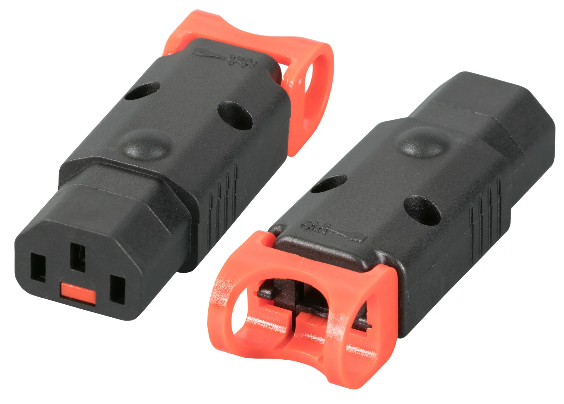 Abzugsichere Kaltgerätebuchse IEC-Lock+ C13 zur Kabelmontage