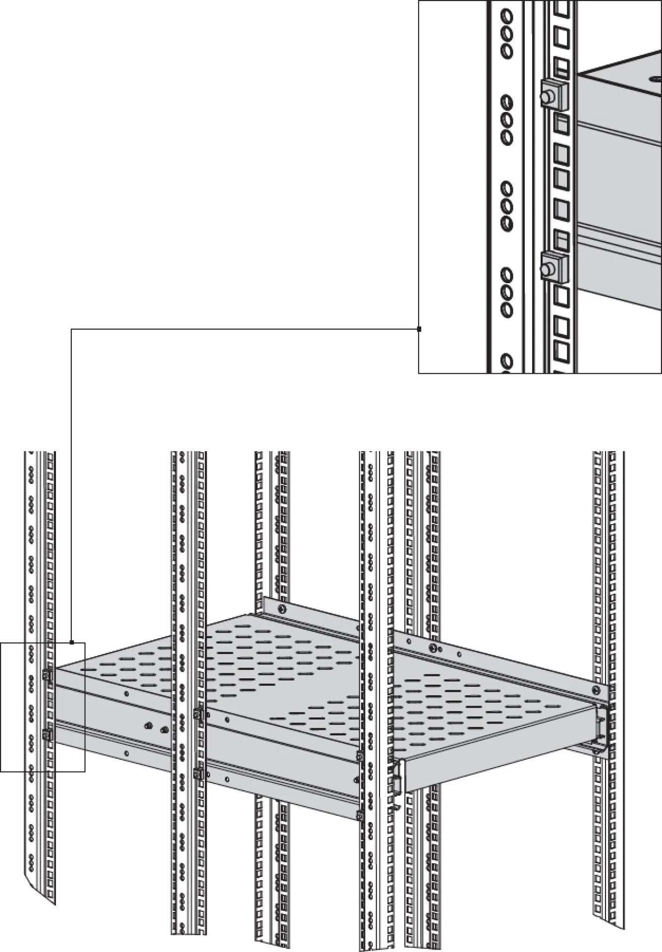 Schwerlast Fachboden, ausziehbar, 6 x Seitenmontage, 140 kg, RAL7035 – Bild 2
