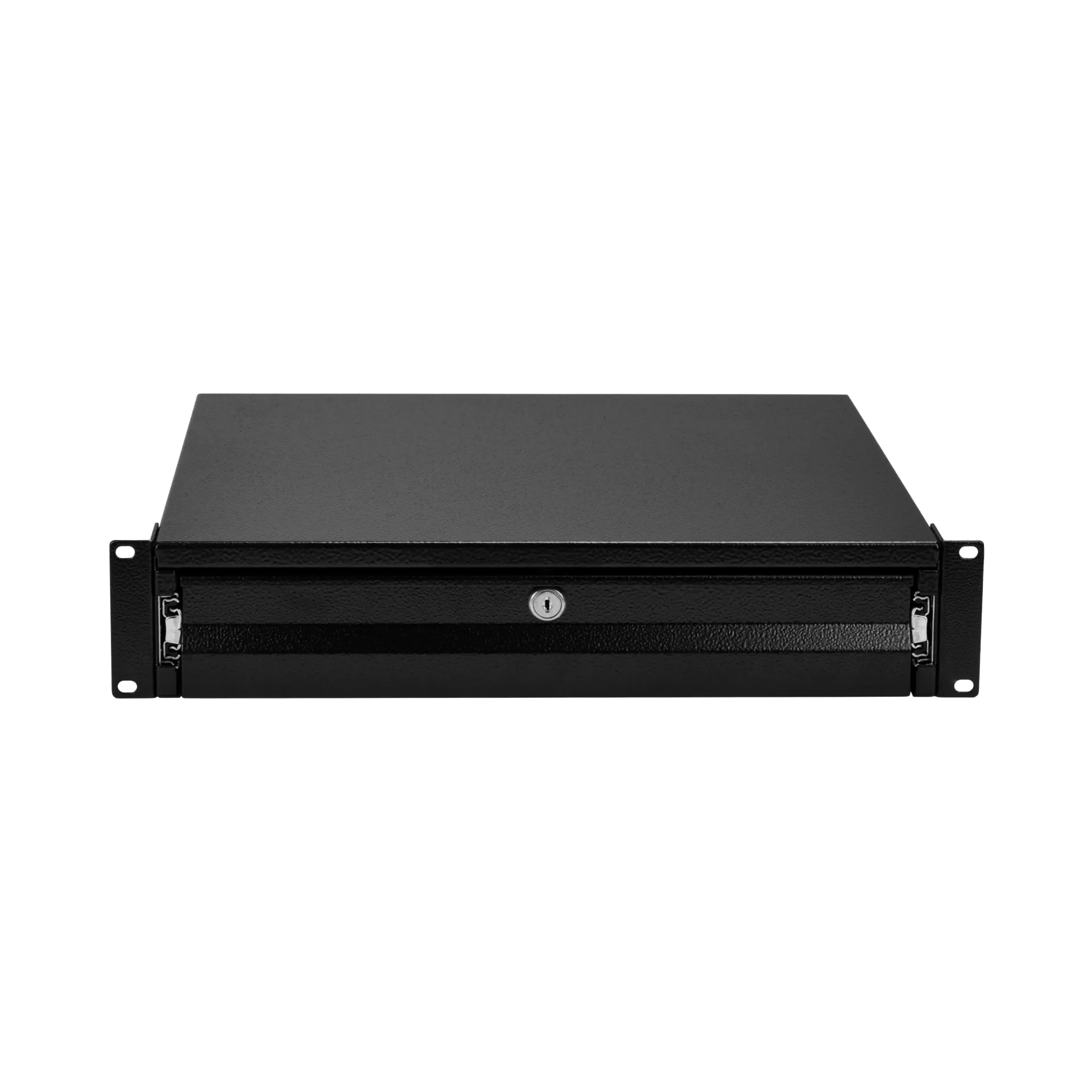19" 2HE Tastatur-/Dokumentenschublade, abschließbar, RAL9005 – Bild 3