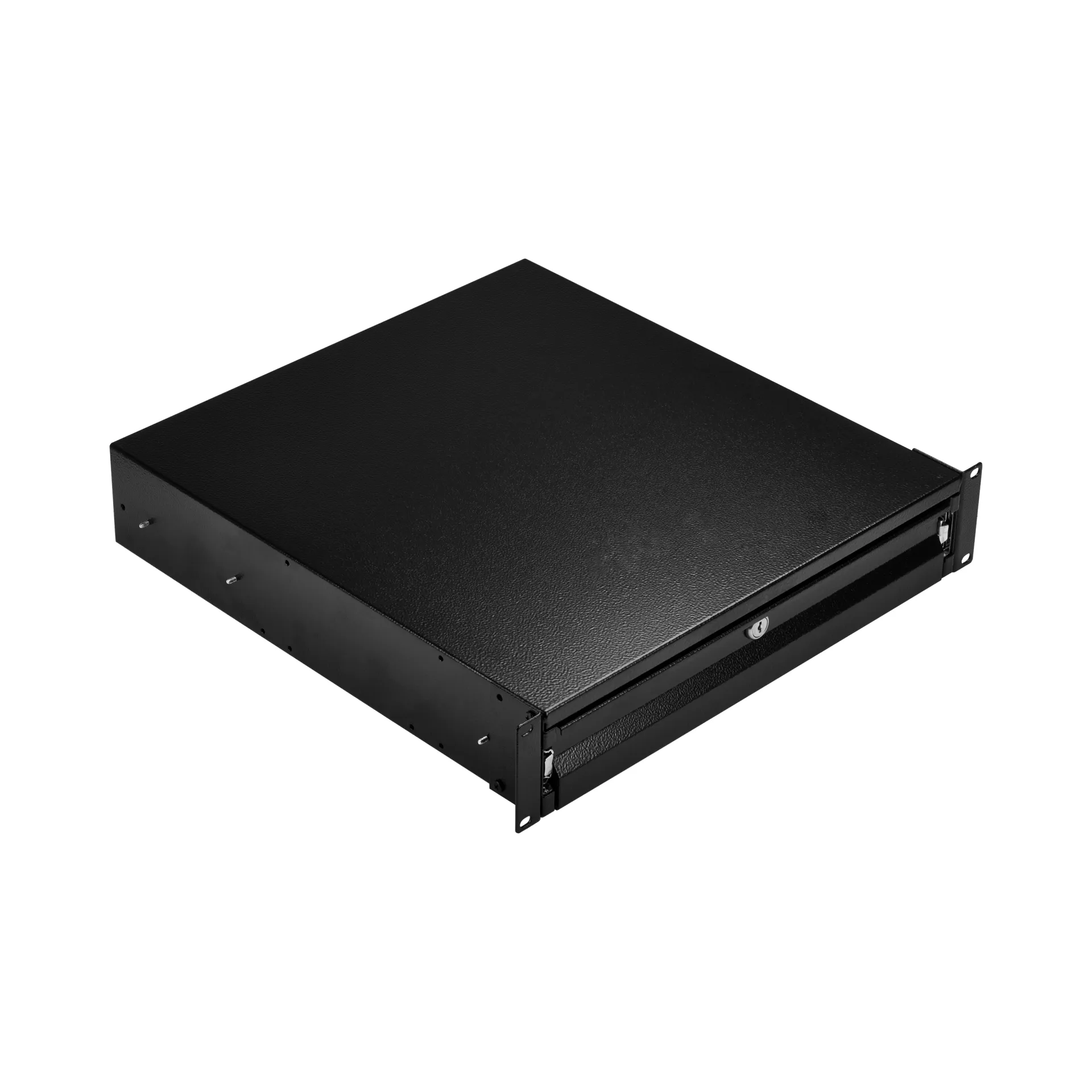 19" 2HE Tastatur-/Dokumentenschublade, abschließbar, RAL9005 – Bild 4