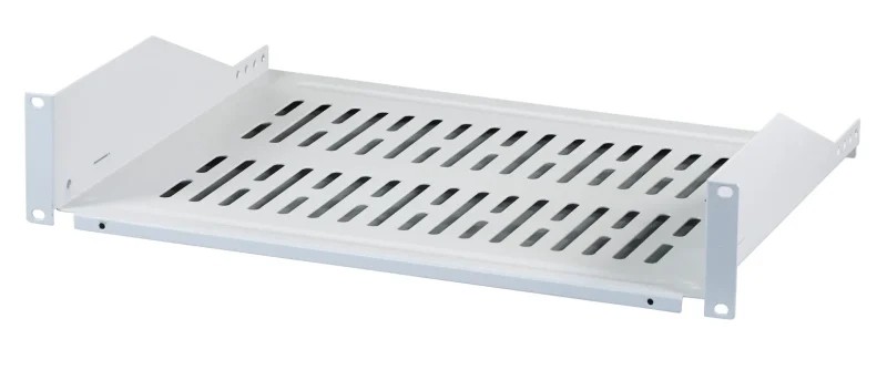 19″ 2HE Fachboden, Tiefe 400 mm, Traglast 22 kg, RAL9005