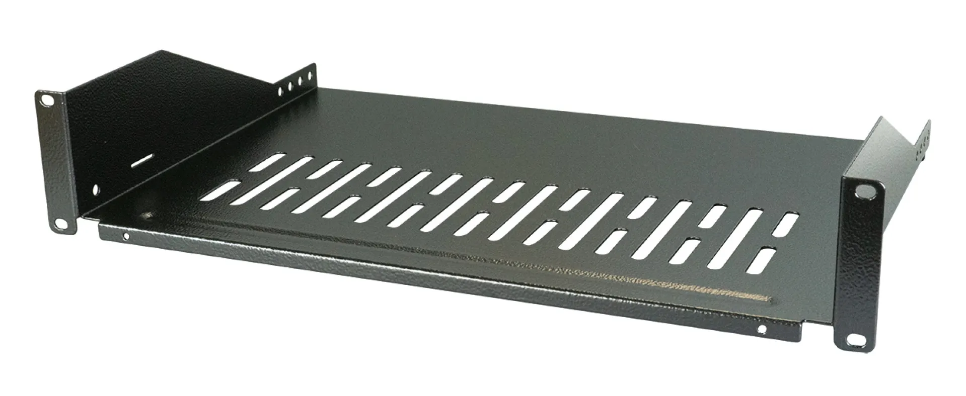 19" 2HE Fachboden, Tiefe 400 mm, Traglast 22 kg, RAL9005 – Bild 2