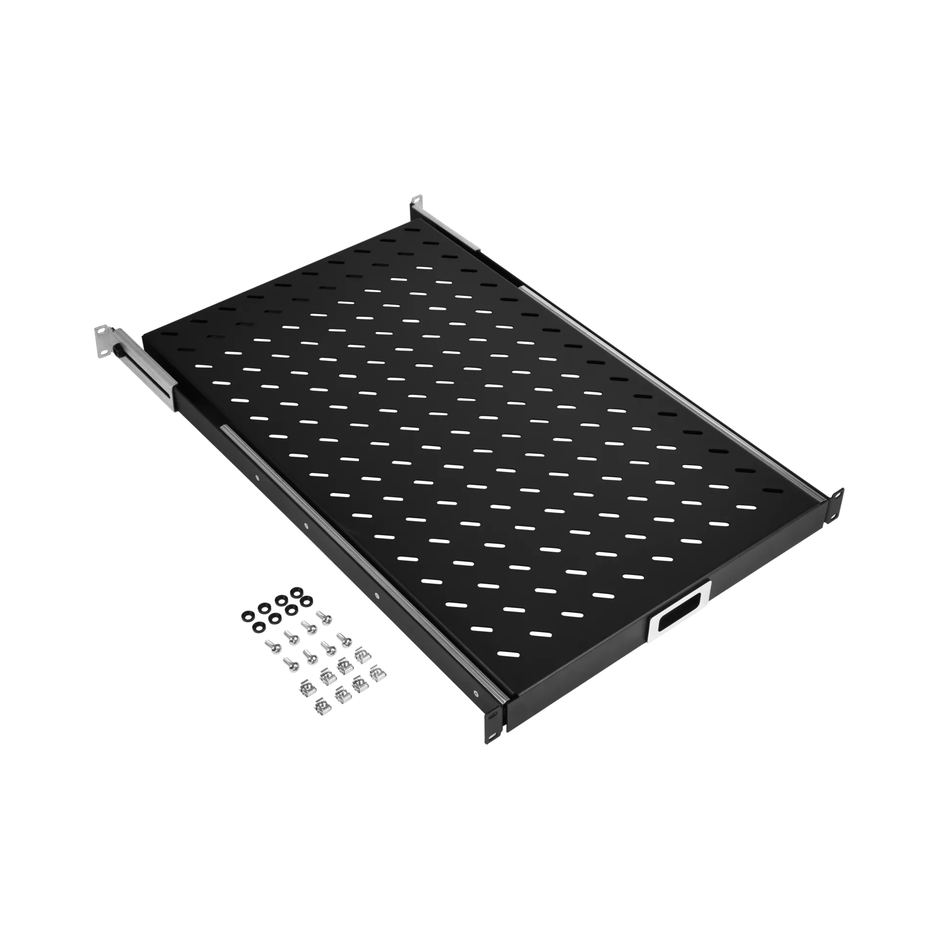 19" 1HE Fachboden ausziehbar, ET 550..650 mm, 30 kg, ST 800, RAL9005 – Bild 4