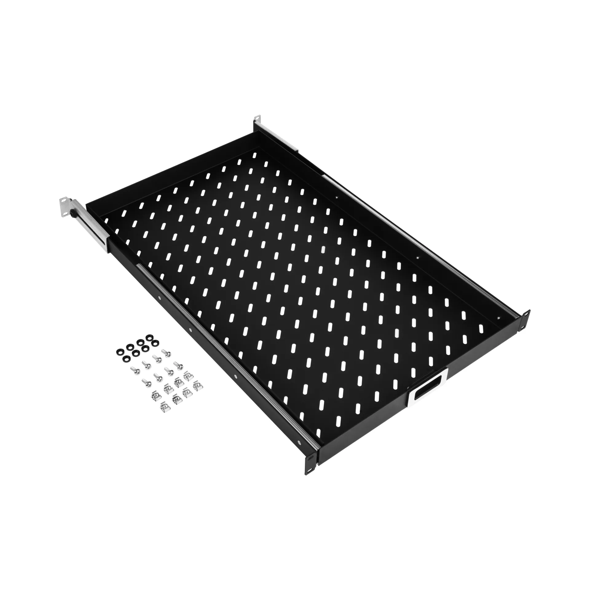 19" 1HE Fachboden ausziehbar, ET 550..650 mm, 30 kg, ST 800, RAL9005 – Bild 5