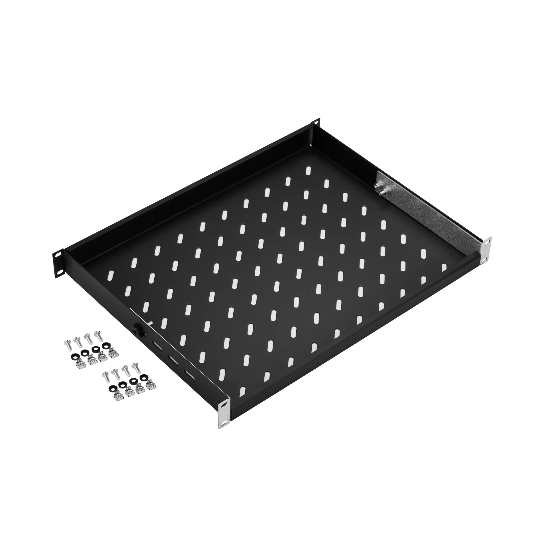 19" 1HE Fachboden fest, ET 350..450 mm, 120 kg, ST 600, RAL9005 – Bild 5
