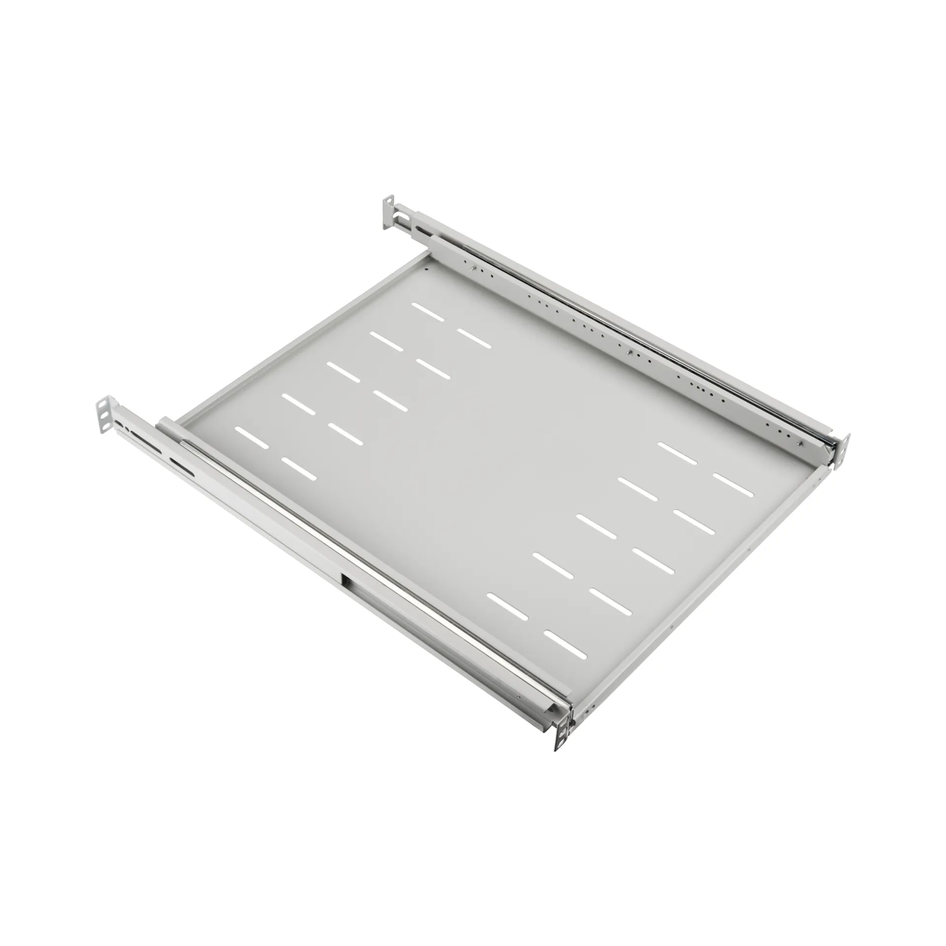 19" 1HE Fachboden ausziehbar, ET 808..1012 mm, 30 kg, ST 1000, RAL7035 – Bild 5