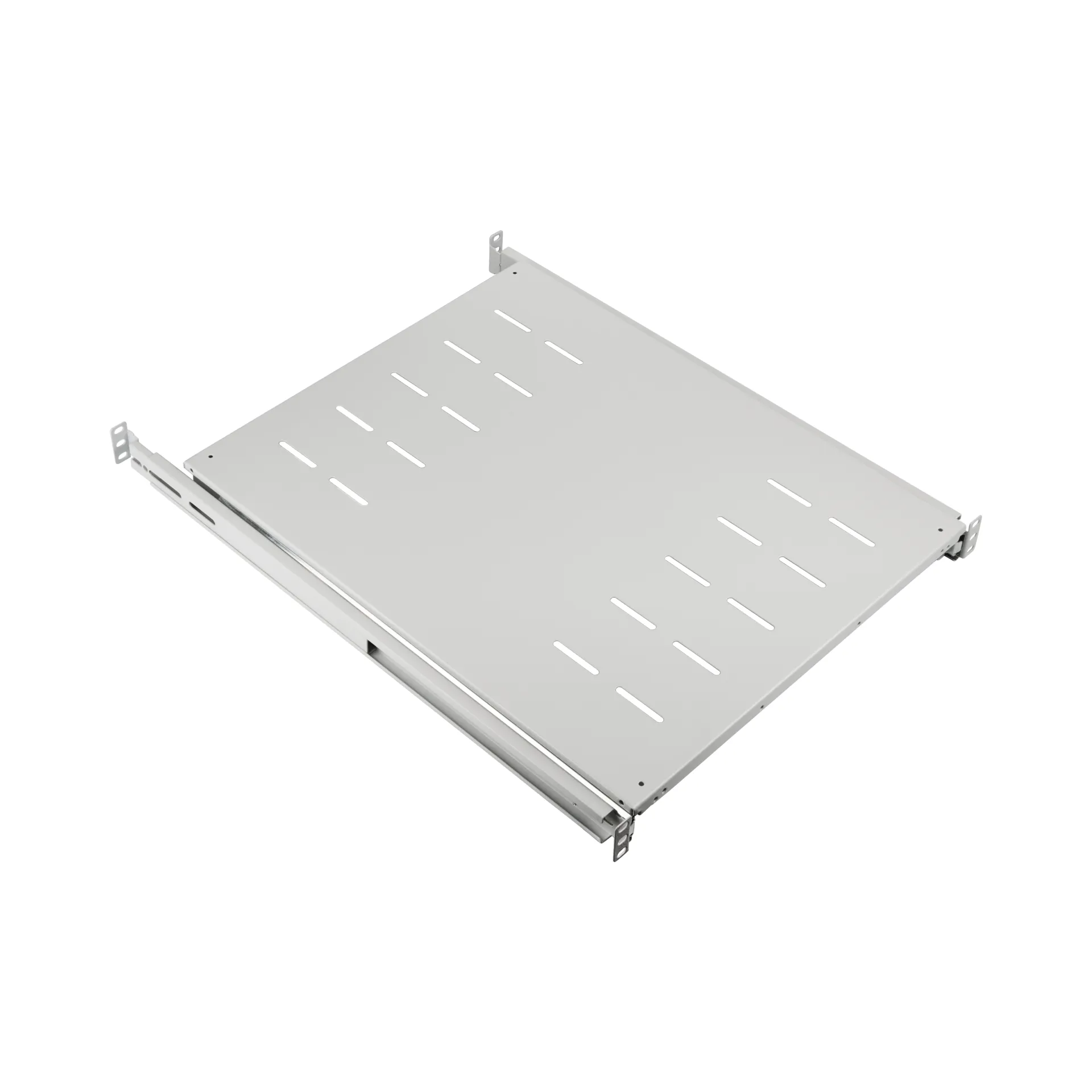 19" 1HE Fachboden ausziehbar, ET 408..612 mm, 30 kg, ST 600, RAL7035 – Bild 4