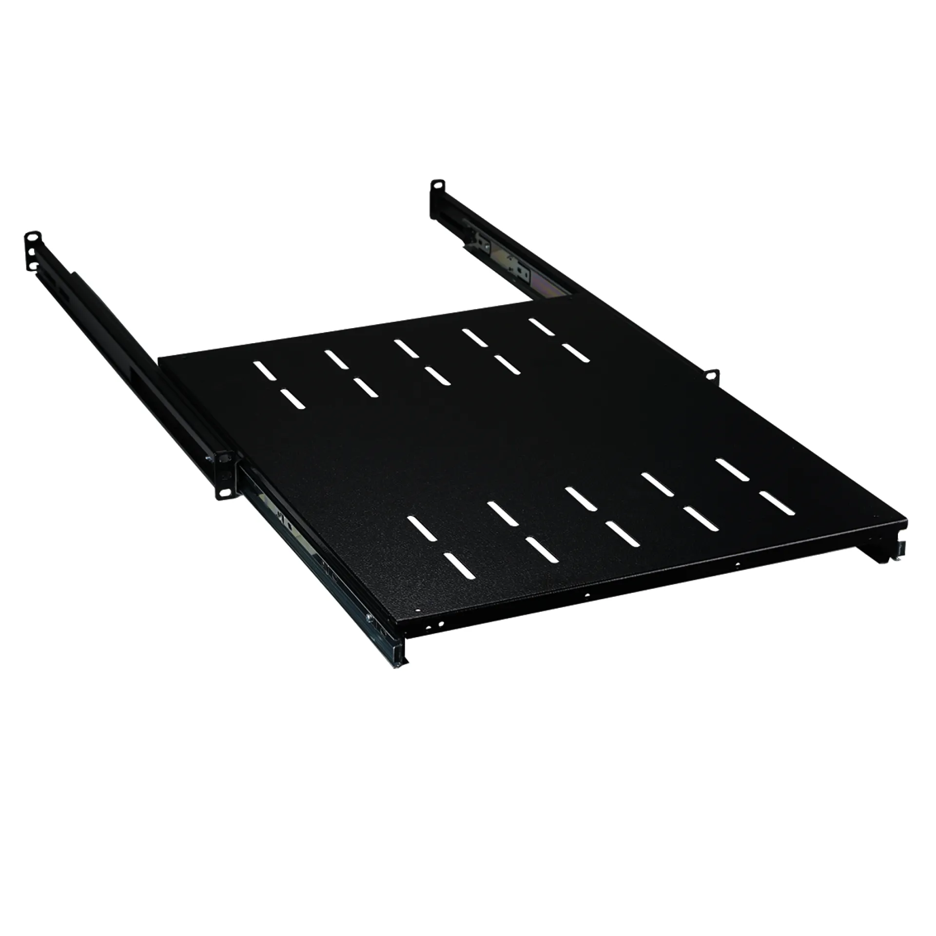 19" 1HE Fachboden ausziehbar, ET 608..812 mm, 30 kg, ST 800, RAL9005