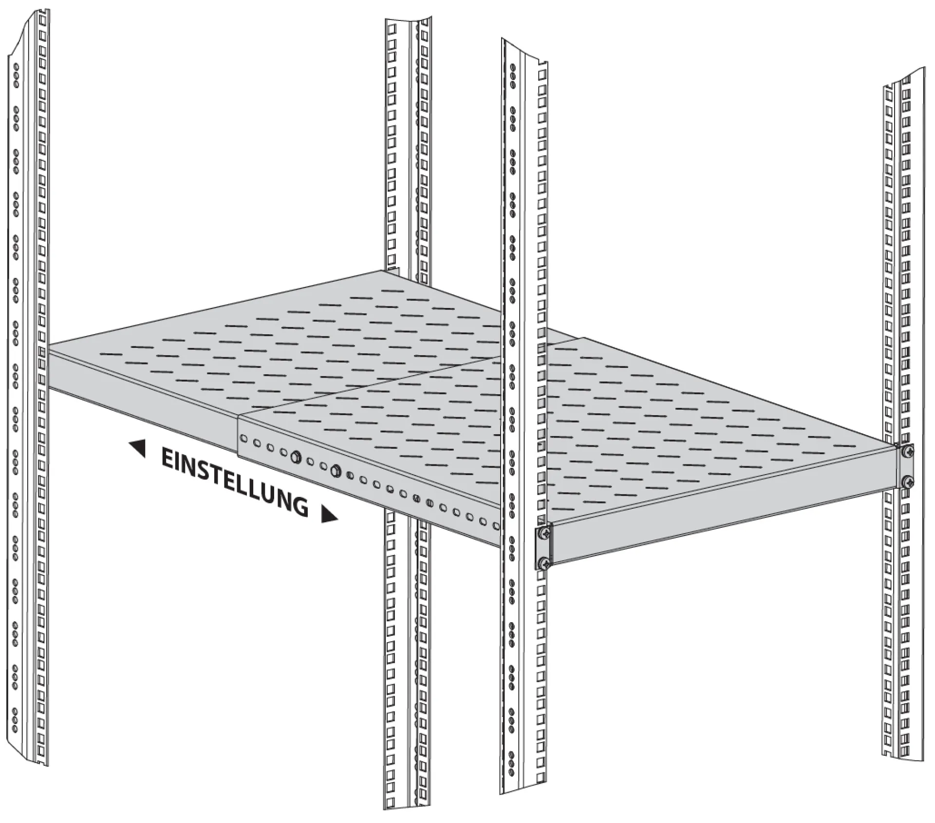 19" 1HE Schwerlast Fachboden, tiefenverst., 150 kg, ST 800..1000, RAL7 – Bild 3