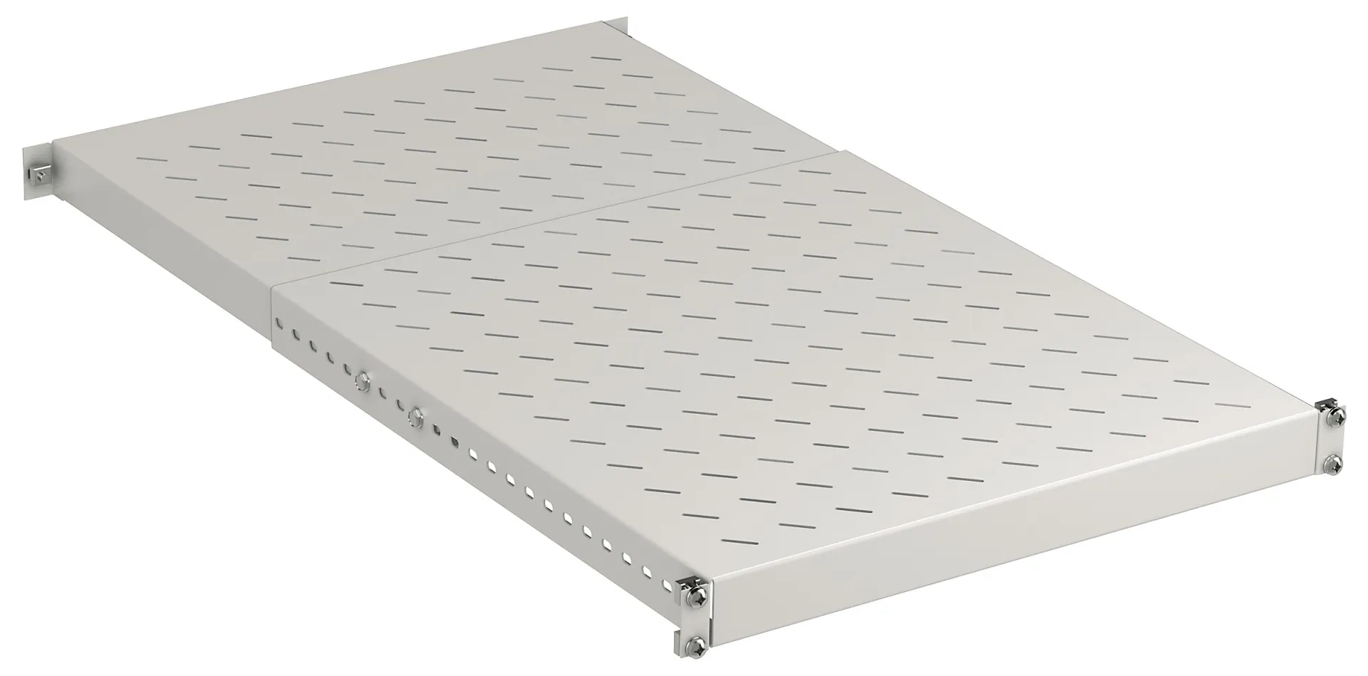 19" 1HE Schwerlast Fachboden, tiefenverstellbar 150 kg, Schranktiefe 600 – Bild 2