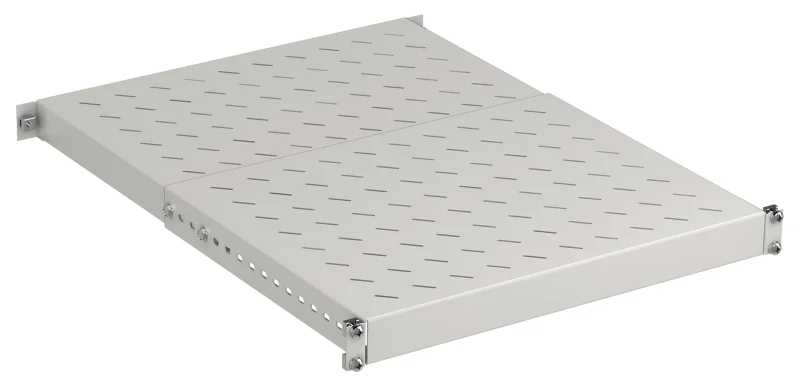 19″ 1HE Schwerlast Fachboden, tiefenverstellbar 150 kg, Schranktiefe 800..1000
