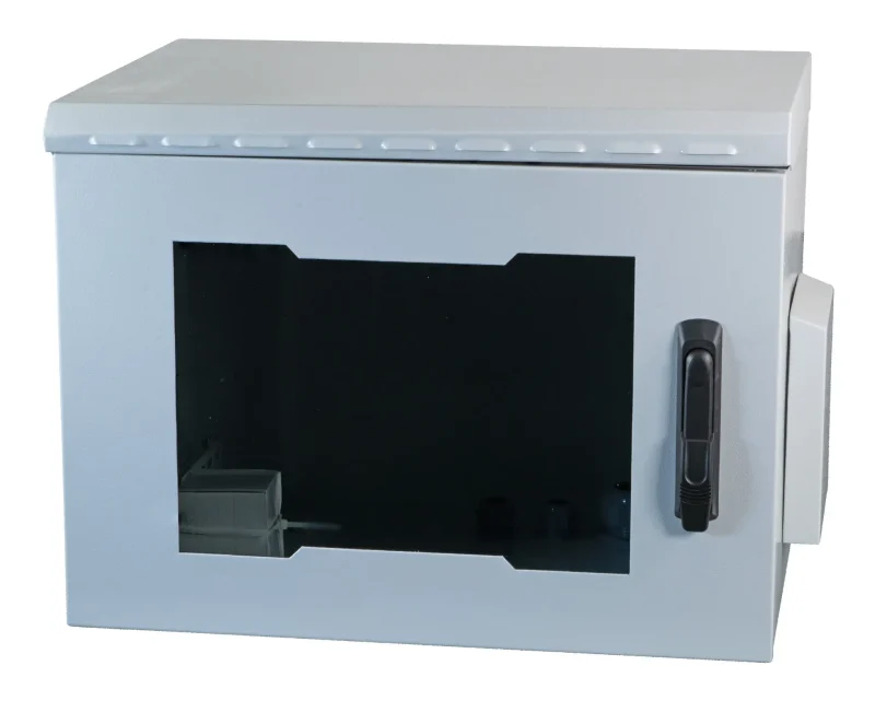 19″ Wandgehäuse IP55, 7HE, Glastür, Tiefe 450 mm, RAL7035