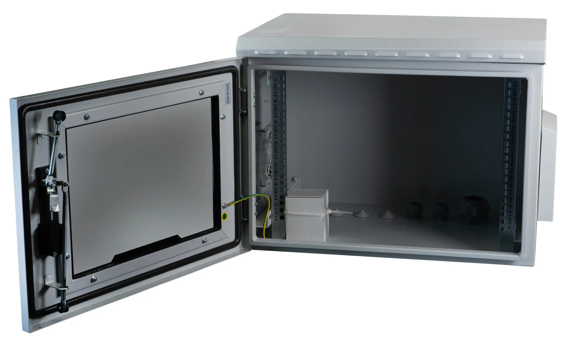 19" Wandgehäuse IP55, 7HE, Stahltür, Tiefe 450 mm, RAL7035 – Bild 5