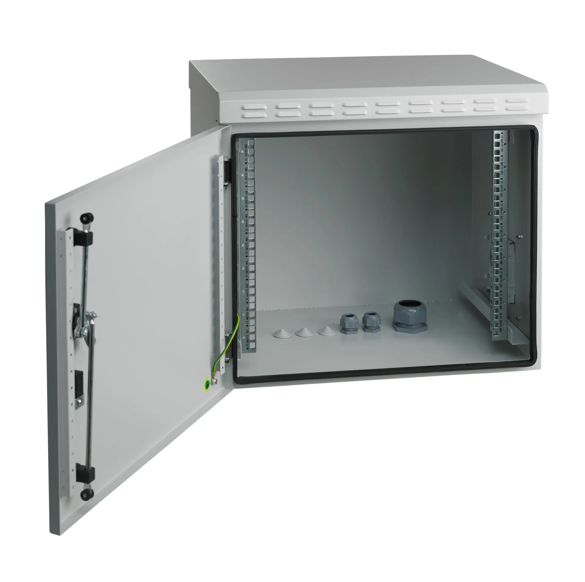 19" Wandgehäuse IP55, 7HE, Stahltür, Tiefe 450 mm, RAL7035 – Bild 2