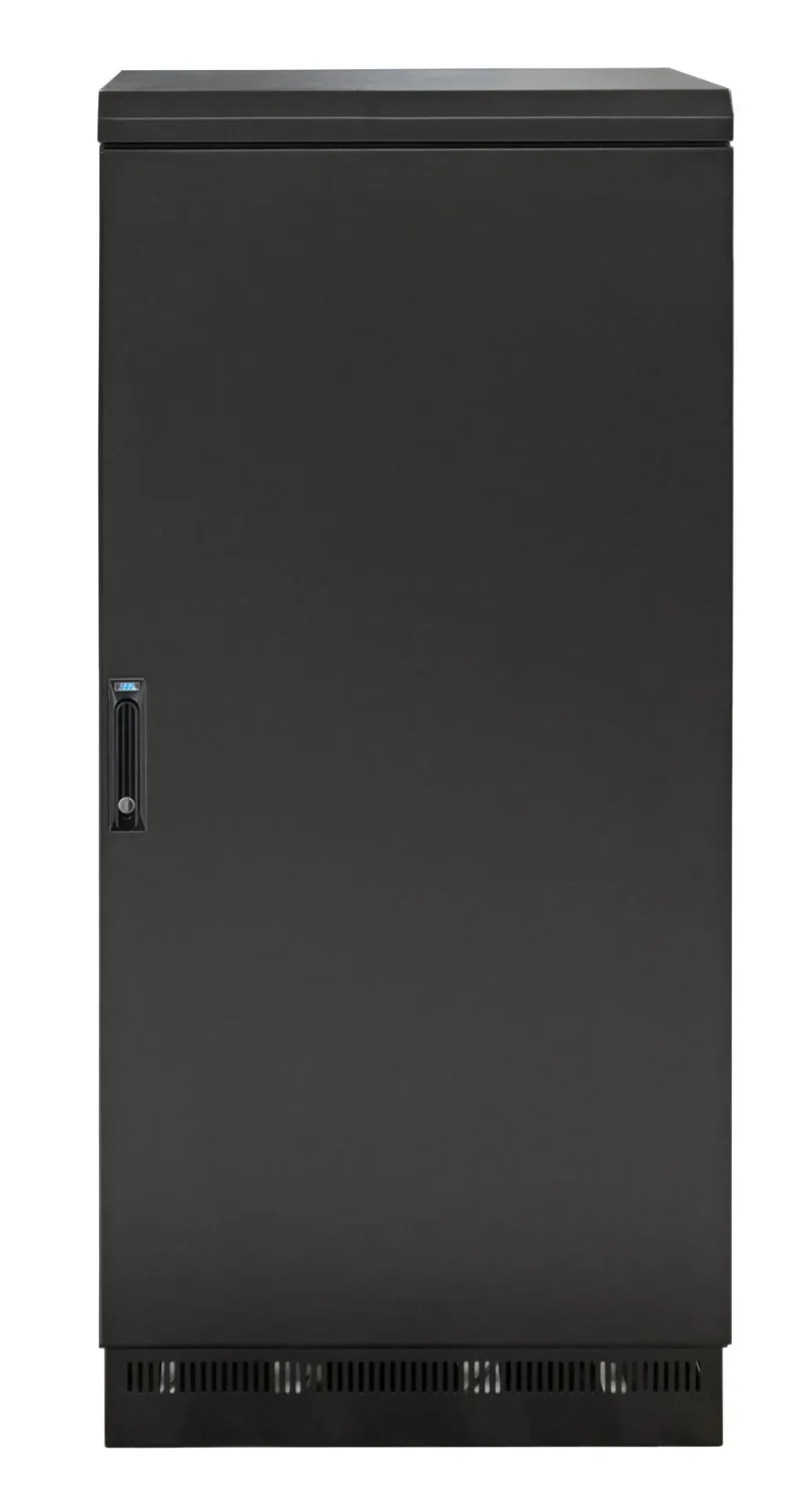 19″ Netzwerkschrank 42HE 800×800, IP55, mit vormontiertem Sockel, RAL9005