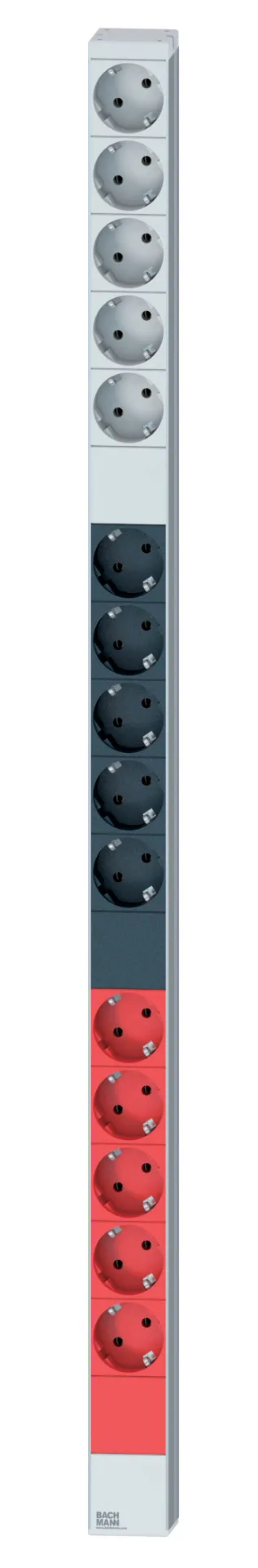 Steckdosenleiste vertikal 15 x Schutzkontakt 3-phasig, Stecker CEE 16