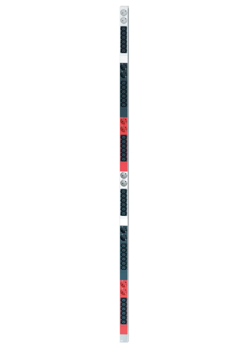 Steckdosenleiste vertikal 36x C13 + 12x CEE 7/3, 6-phasig, Aderendhülsen