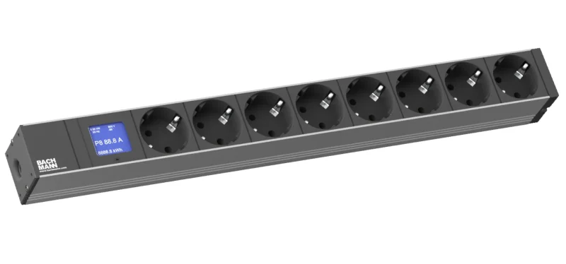 PDU 19″ 1HE BN500 8x Schutzkontakt mit Leistungsmessung (Display)