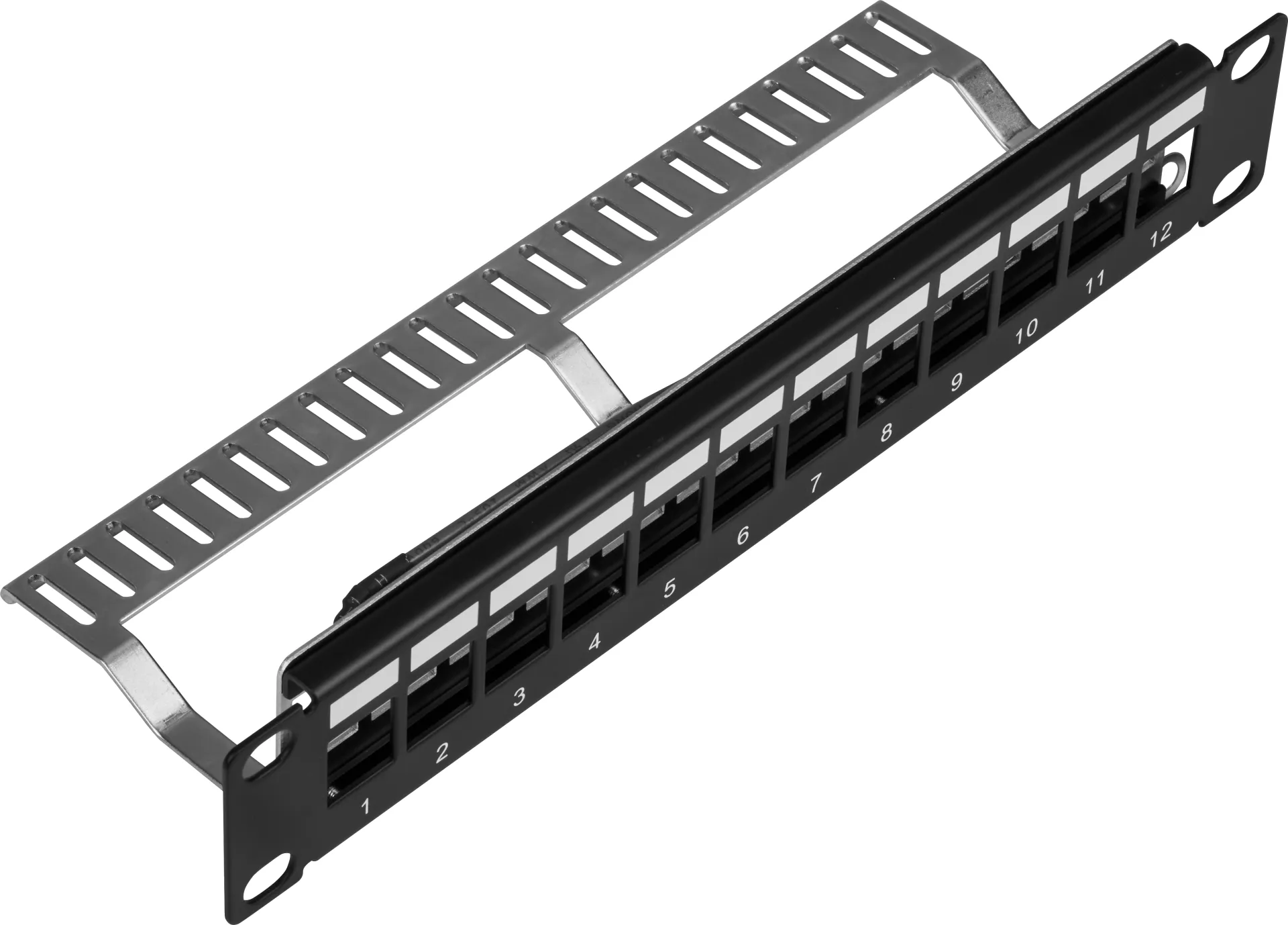 Verteilerfeld 10“ 1HE 12-Port, Metall, schwarz RAL9005 – Bild 5