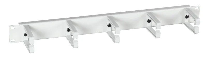 19″ 1HE Kabelführungspanel, 5 Bügel, Kunststoff RAL9005
