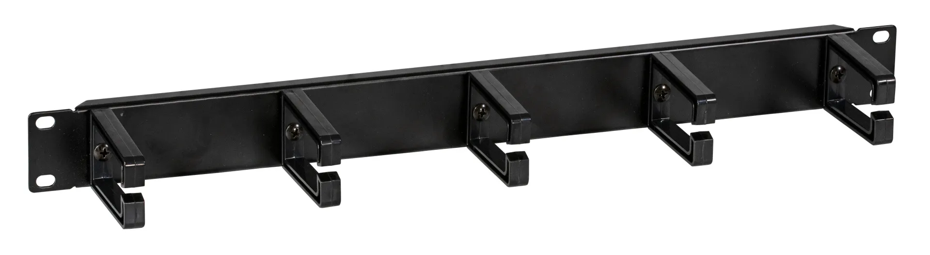 19" 1HE Kabelführungspanel, 5 Bügel, Kunststoff RAL7035 – Bild 2