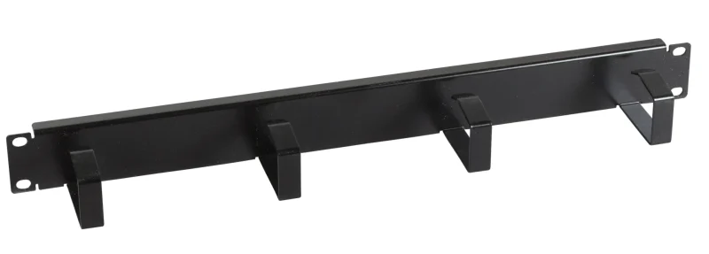 19″ 1HE Kabelführungspanel, 4 Bügel, Stahl RAL9005