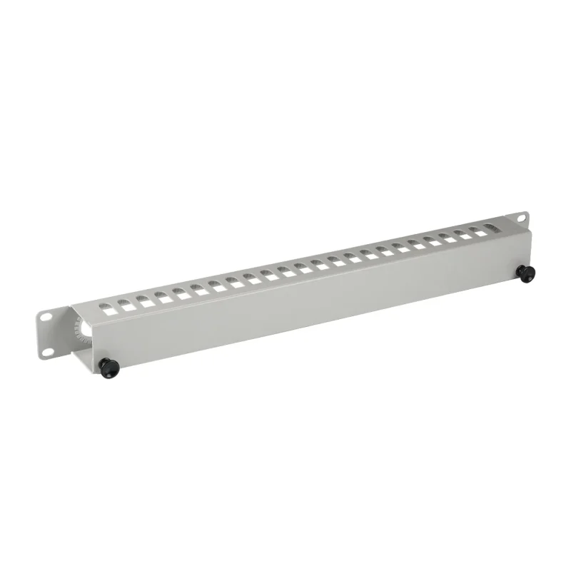 19″ 1HE Kabelführungspanel mit Abdeckung, RAL7035