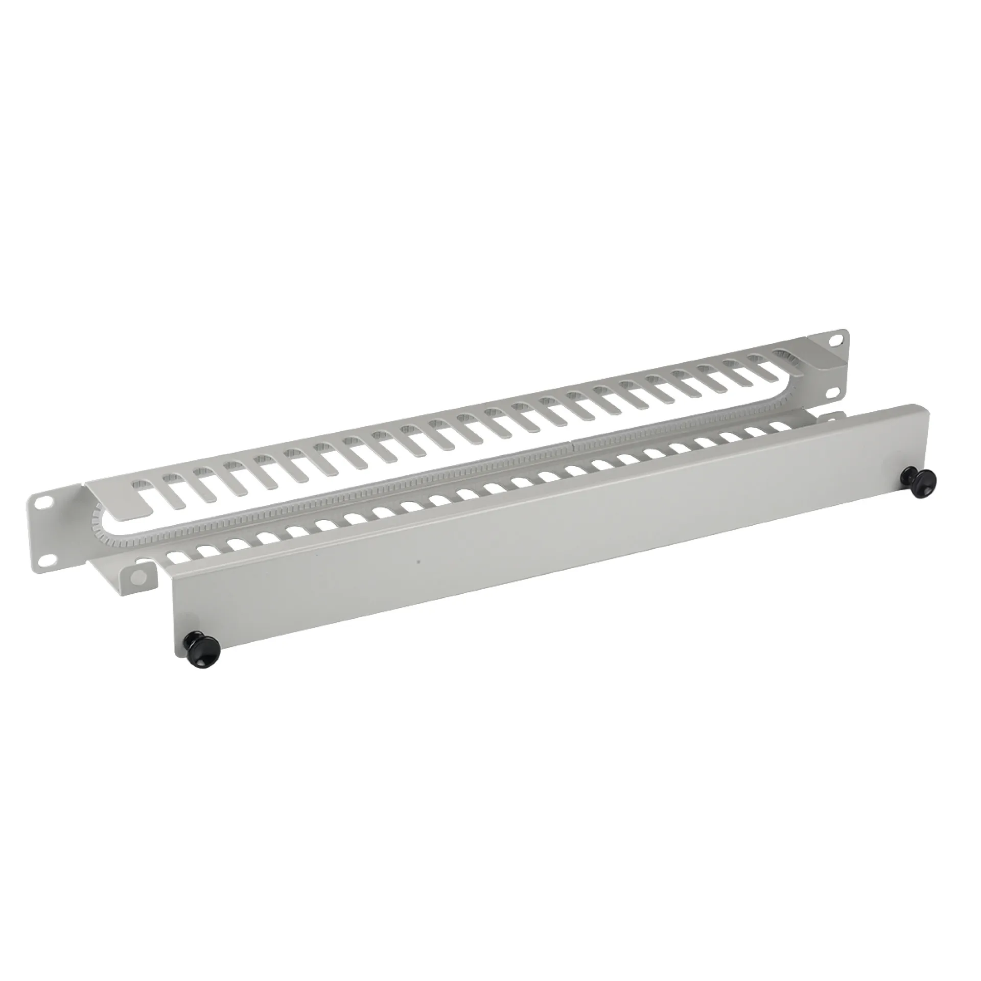19" 1HE Kabelführungspanel mit Abdeckung, RAL7035 – Bild 2