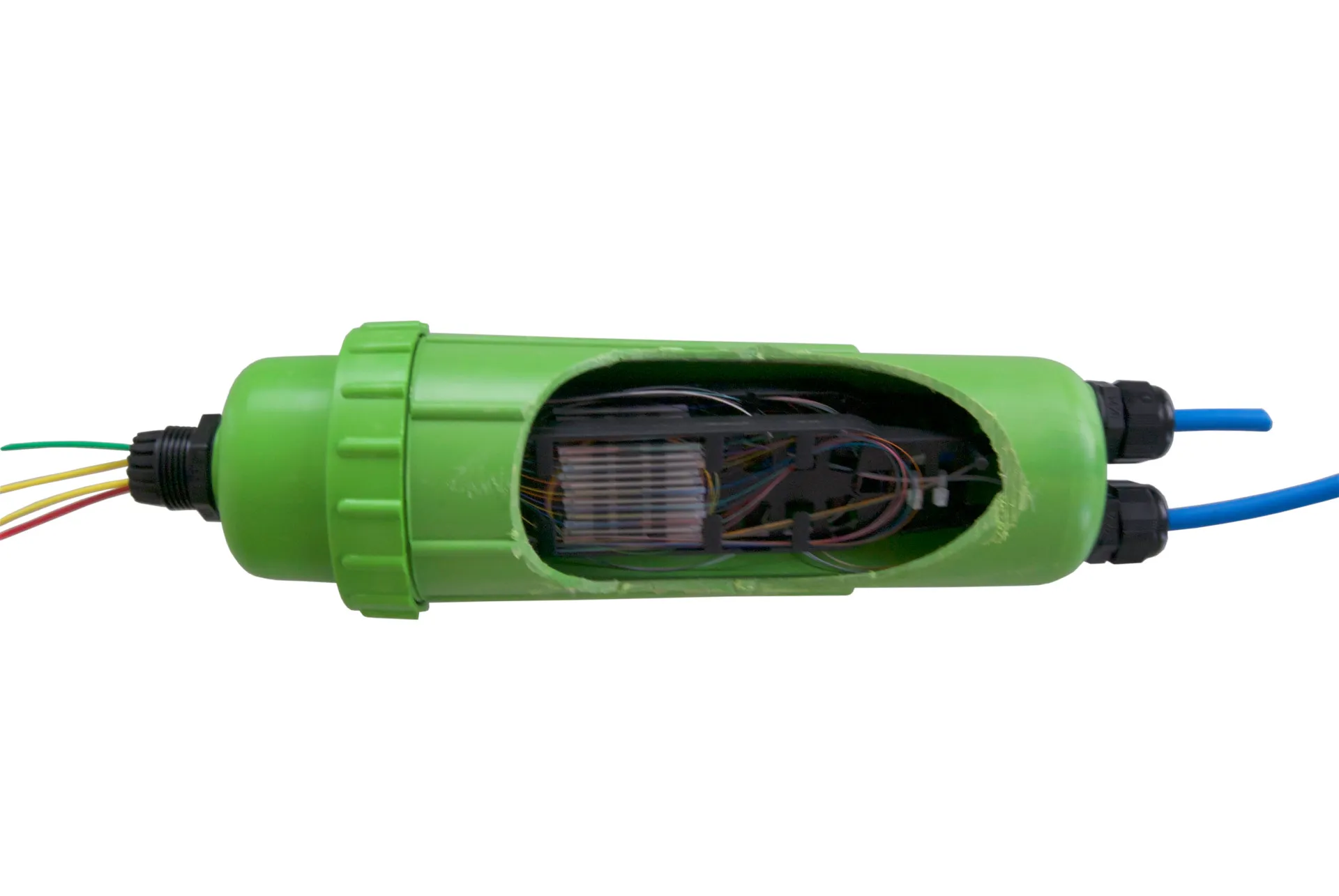 Glasfasermuffe zum Abzweigen 1xM25 2xM20 max. 48 Fasern Crimpversion – Bild 5