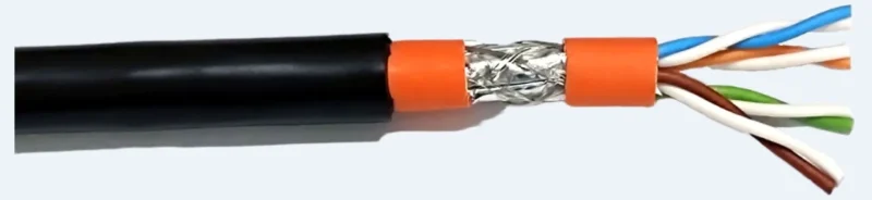 Cat.7 Innen-/Aussenkabel 1200MHz AWG23 S/FTP,PE Mantel, CPR Fca, innen Dca, Sw& Or, 50m