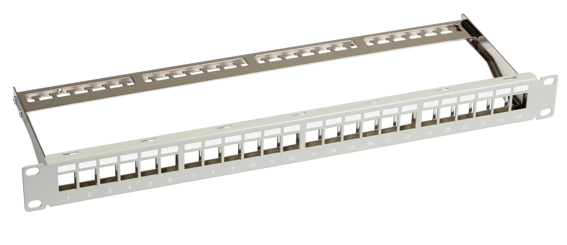 Verteilerfeld 19" 1HE 24-Port metall schwarz mit 24x Keystone slimline CAT6a – Bild 2