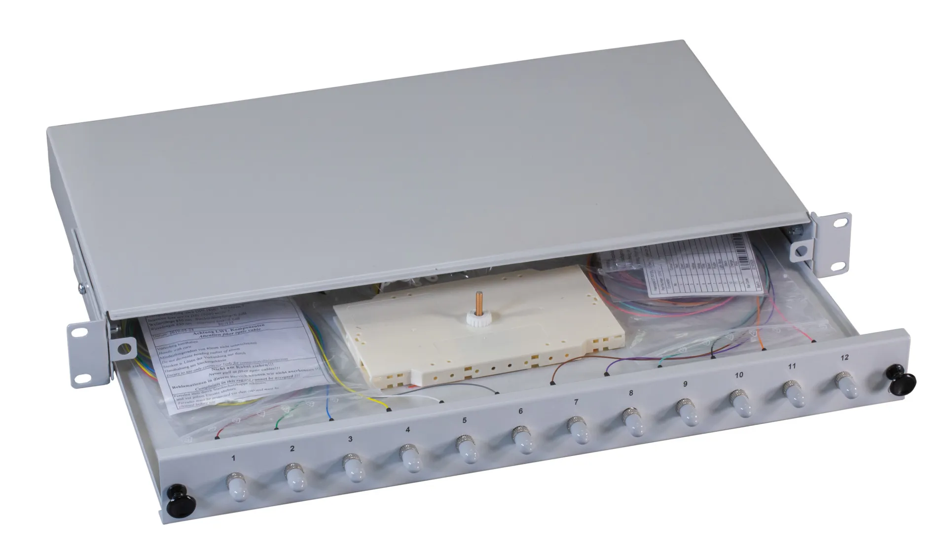 Spleißbox ST 50/125µ OM2 ausziehbar 12 Pigtails/12 Kuppl. – Bild 9